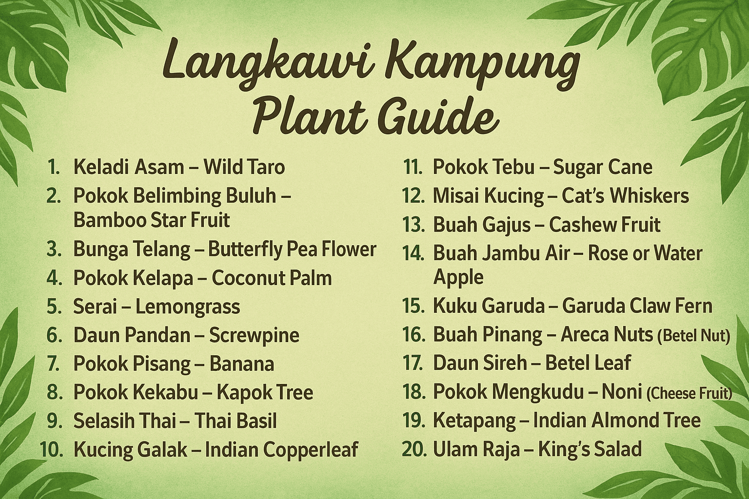 Kampung Walks in Langkawi: 20 Local Plants Worth Slowing Down For
